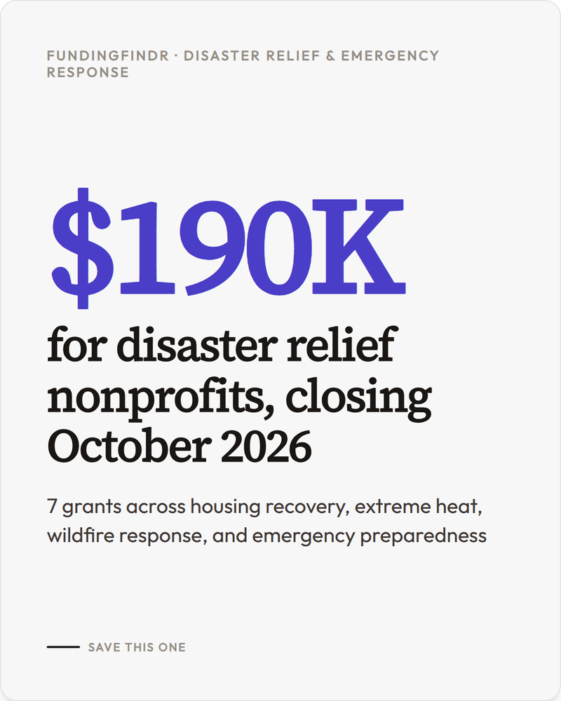 October Grants for Disaster Relief and Emergency Response