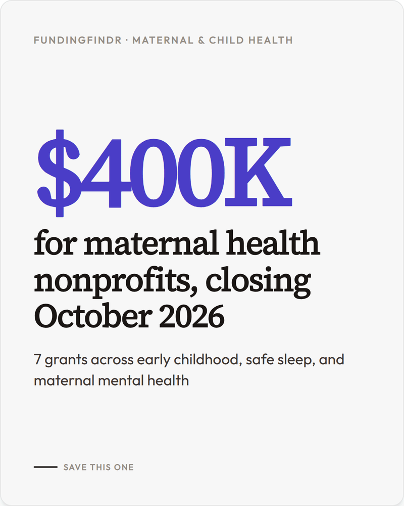 Maternal and Child Health Grants for October 2026