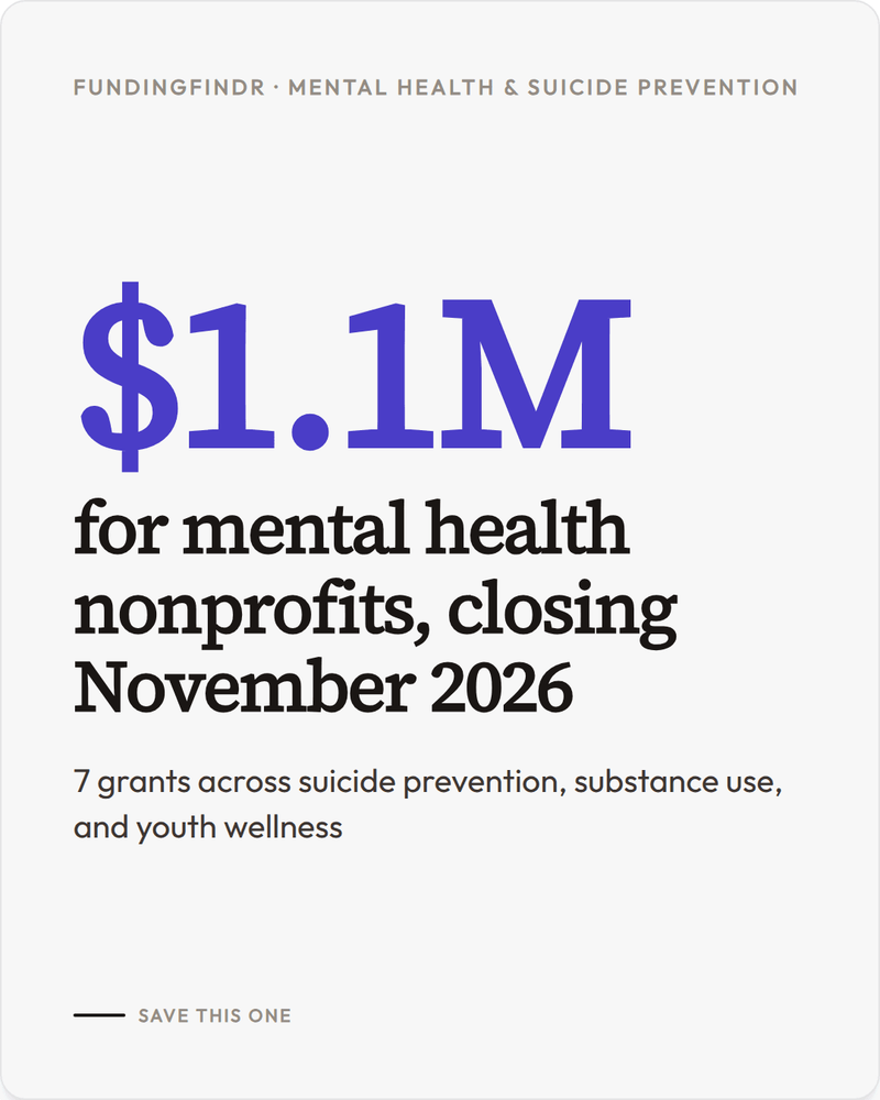 Mental Health & Suicide Prevention: November's Funding Opportunities