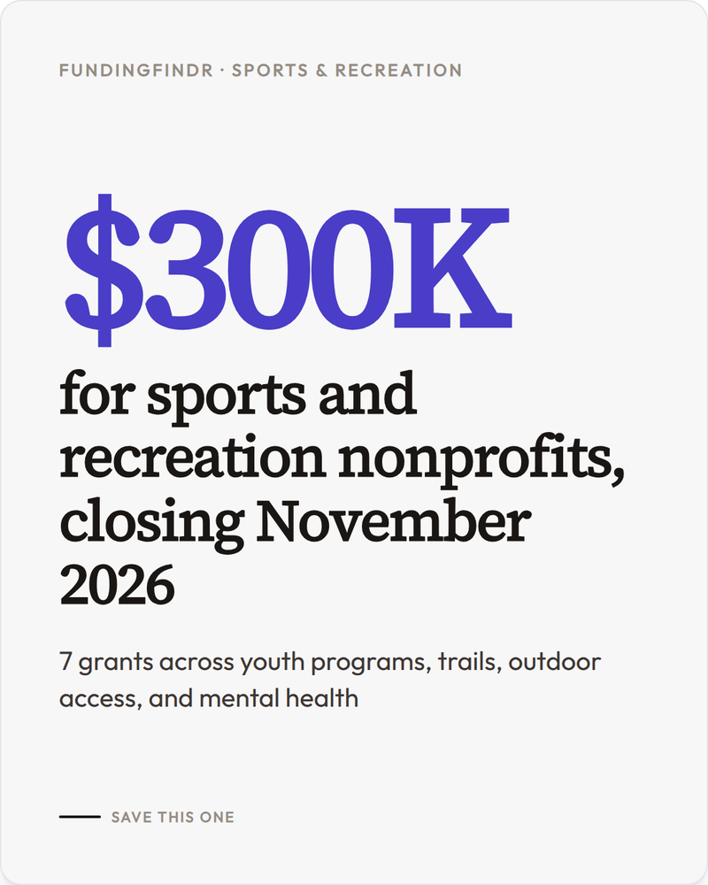 November's Sports & Recreation Grants: Building the Infrastructure for Movement