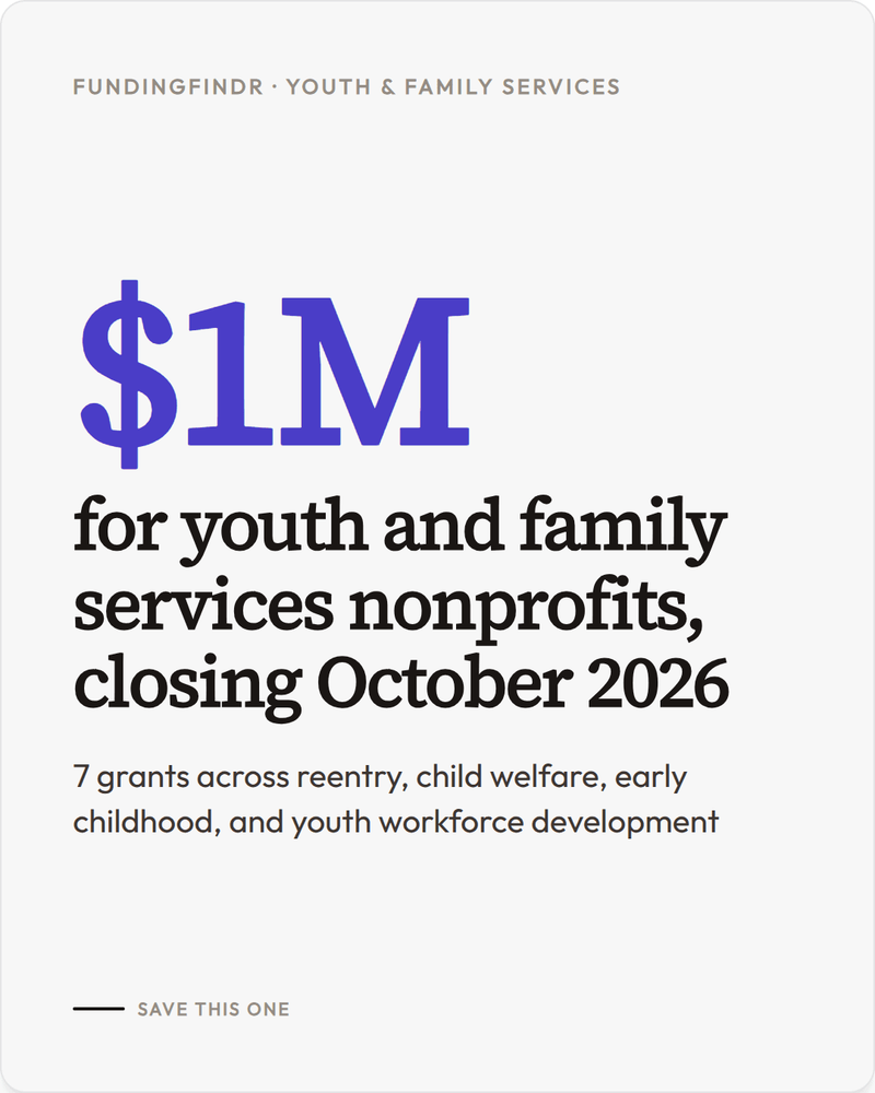 October 2026: Youth and Family Services Grants Worth Your Time